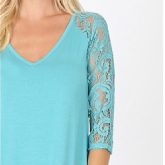 Blue Lace Sleeve Chic Top ~ see details⬇️ - Picture 8 of 8